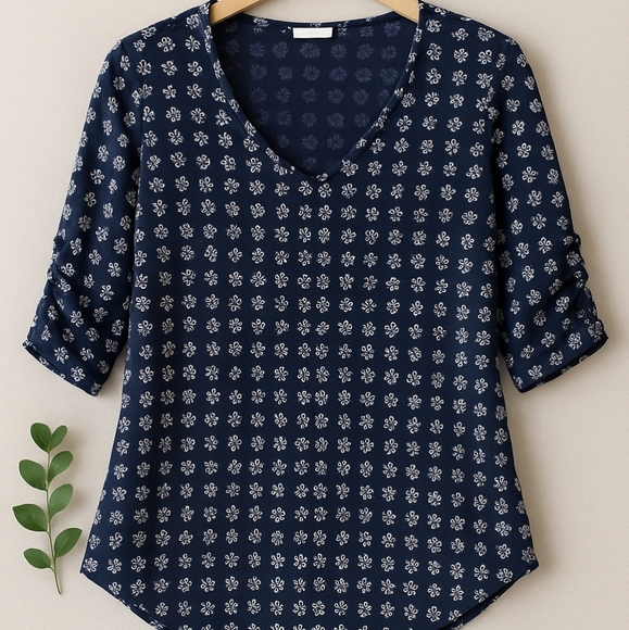 Tops - Blue Floral Women's Top